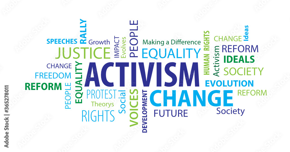 Obraz premium Activism Word Cloud on a White Background