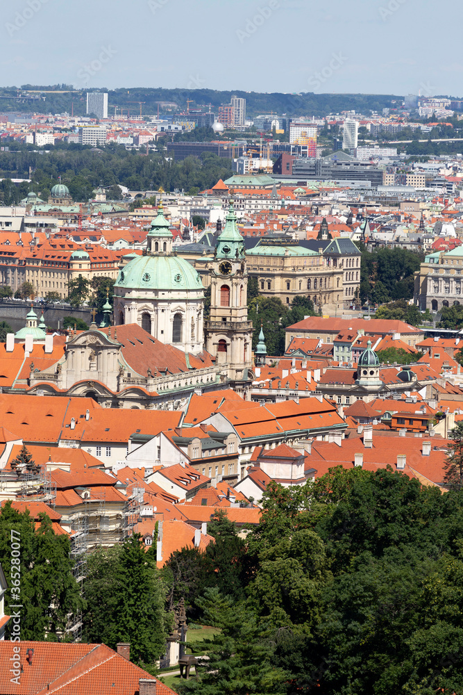Obraz premium Prague City with green Nature from the Hill Petrin, Czech Republic