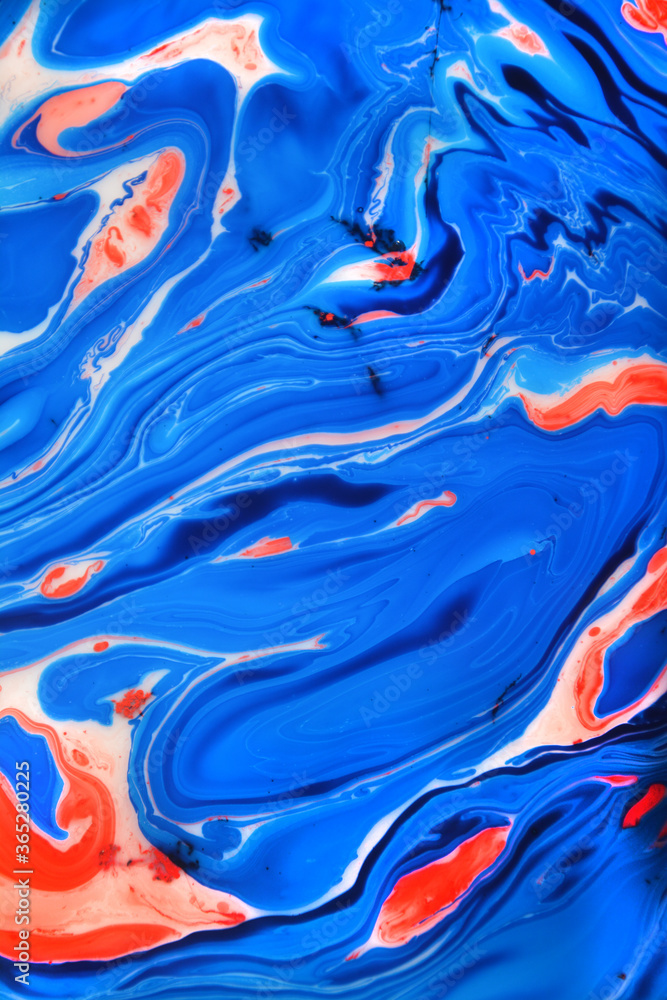 Photographs of Splash paint.Closeup abstract color mixing of water, acrylic,oil and milk for use as background image. Acrylic texture with marble or ocean pattern, multi color background  photo