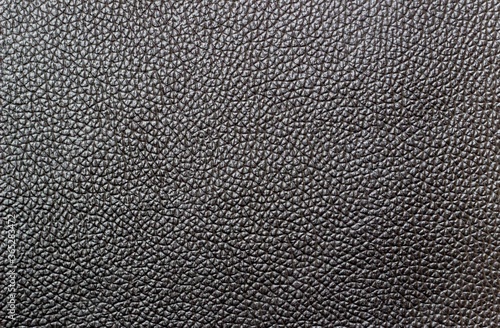 Close-up of dark, black leather. Background, texture, pattern