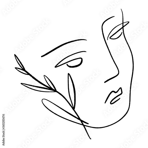Line art woman. Self love and care concept. Continuous line drawing, fashion, beauty care minimalist vector, girl pretty face illustration. Perfect for t-shirt print.