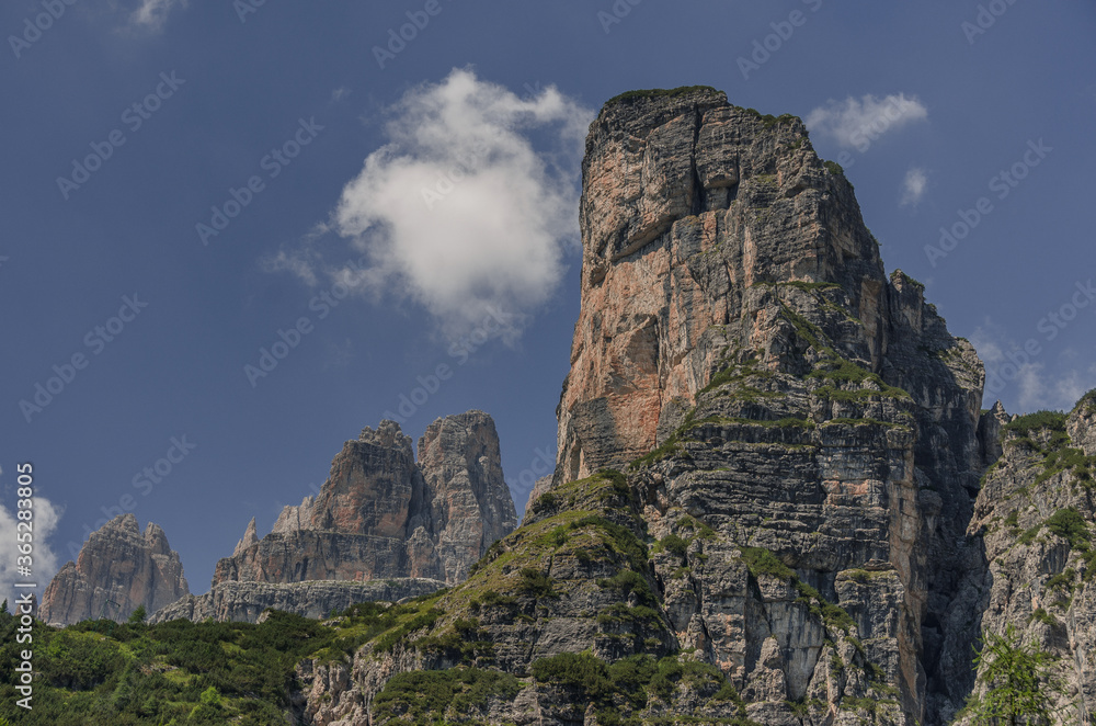 View of Sfulmini and Castellatto dei Massodi peaks, Brenta Dolomites, Trentino-Adige, Italy.