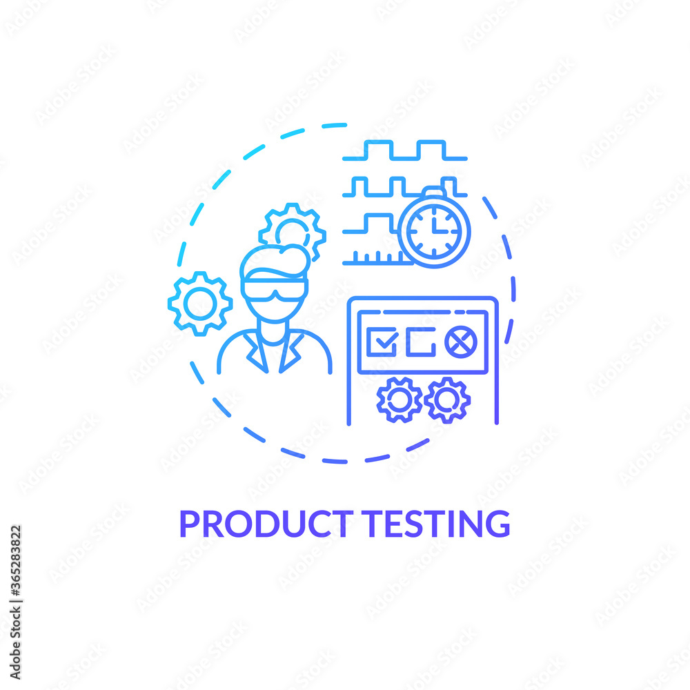 Product testing blue gradient concept icon. Professional business research. Data analysis. Product management idea thin line illustration. Vector isolated outline RGB color drawing Product testing blue gradient concept icon. Professional business research. Data analysis. Product management idea thin line illustration. Vector isolated outline RGB color drawing