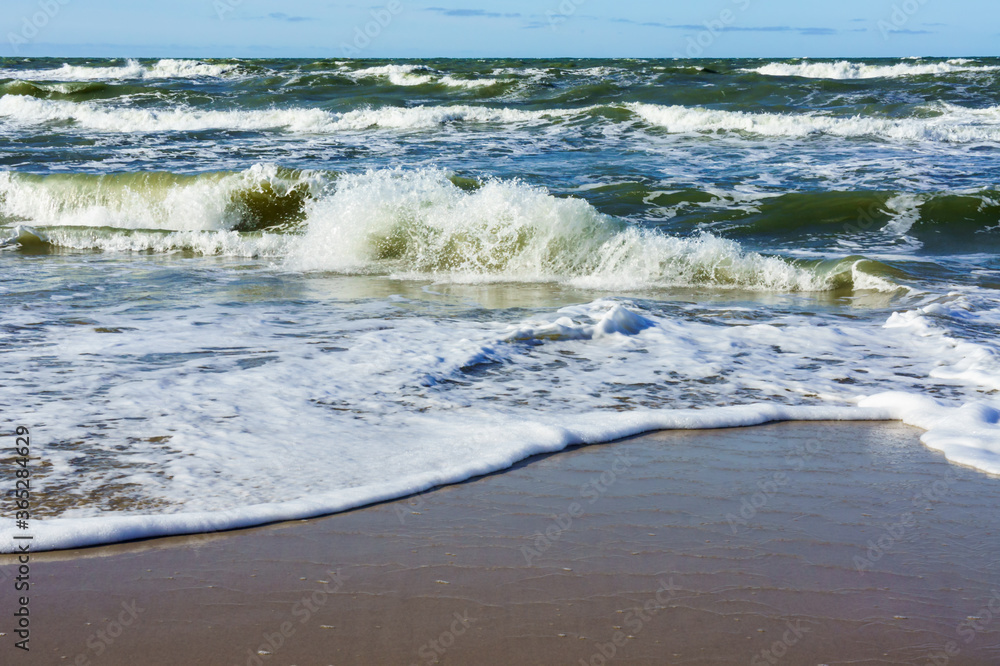 Sea coast. Tides and storms at sea. Waves on the Baltic Sea. Deserted seashore. Sea coast. Tides and storms at sea. Waves on the Baltic Sea. Deserted seashore.