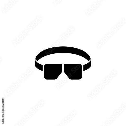 Welder Glasses Tinted, Goggles Elastic Band. Flat Vector Icon illustration. Simple black symbol on white background. Welder Glasses Tinted, Goggles sign design template for web and mobile UI element.