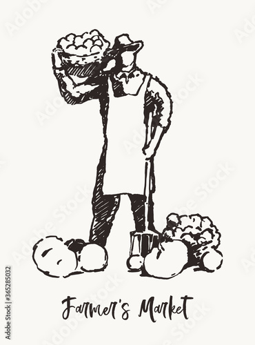 Farmer fresh food vegetables market eco vector