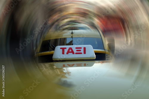 Fototapeta taxi yellow cabs motion blur