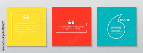 Quote template modern trendy design. Comma, Note, message and comment. Vector set illustration