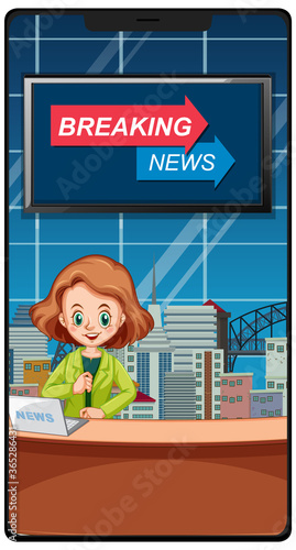 Breaking news on smartphone screens isolated