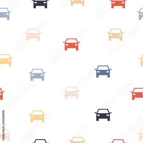 Seamless pattern car vector background. White background with colorful cute car seamless. Auto kids pattern print illustration.