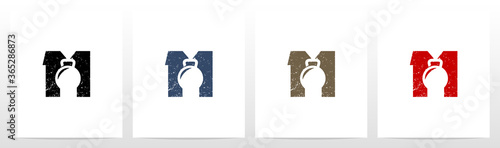Kettlebell On Letter Logo Design M