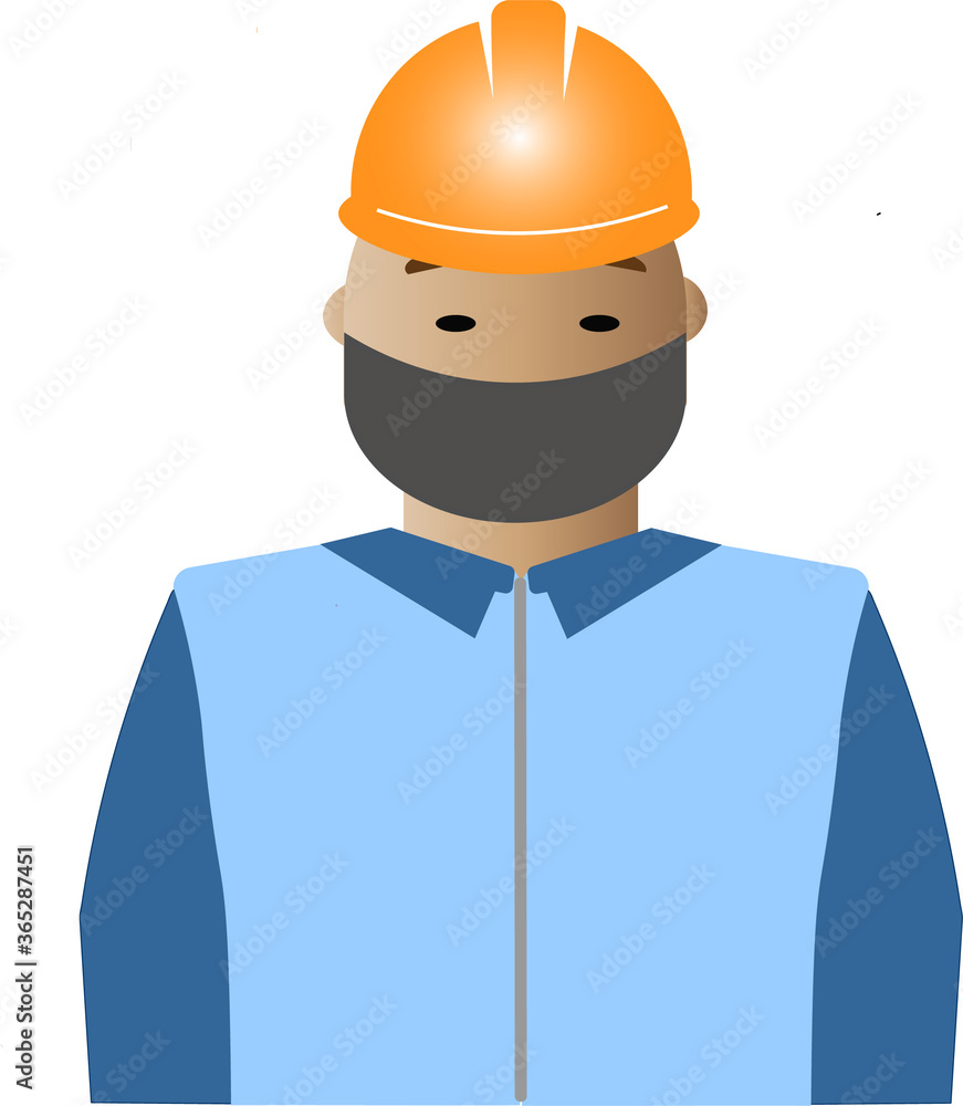Working man In orange hard hat isolated on white background. Labor safety. Working man In orange hard hat isolated on white background. Labor safety.