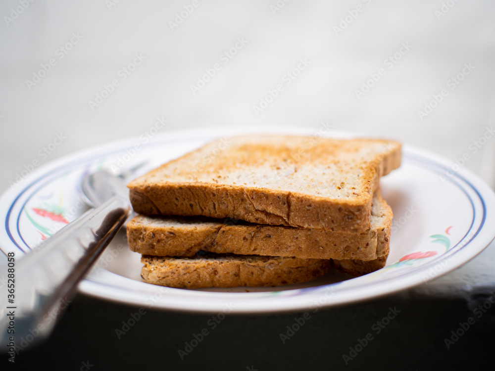 slice of bread on the plate slice of bread on the plate