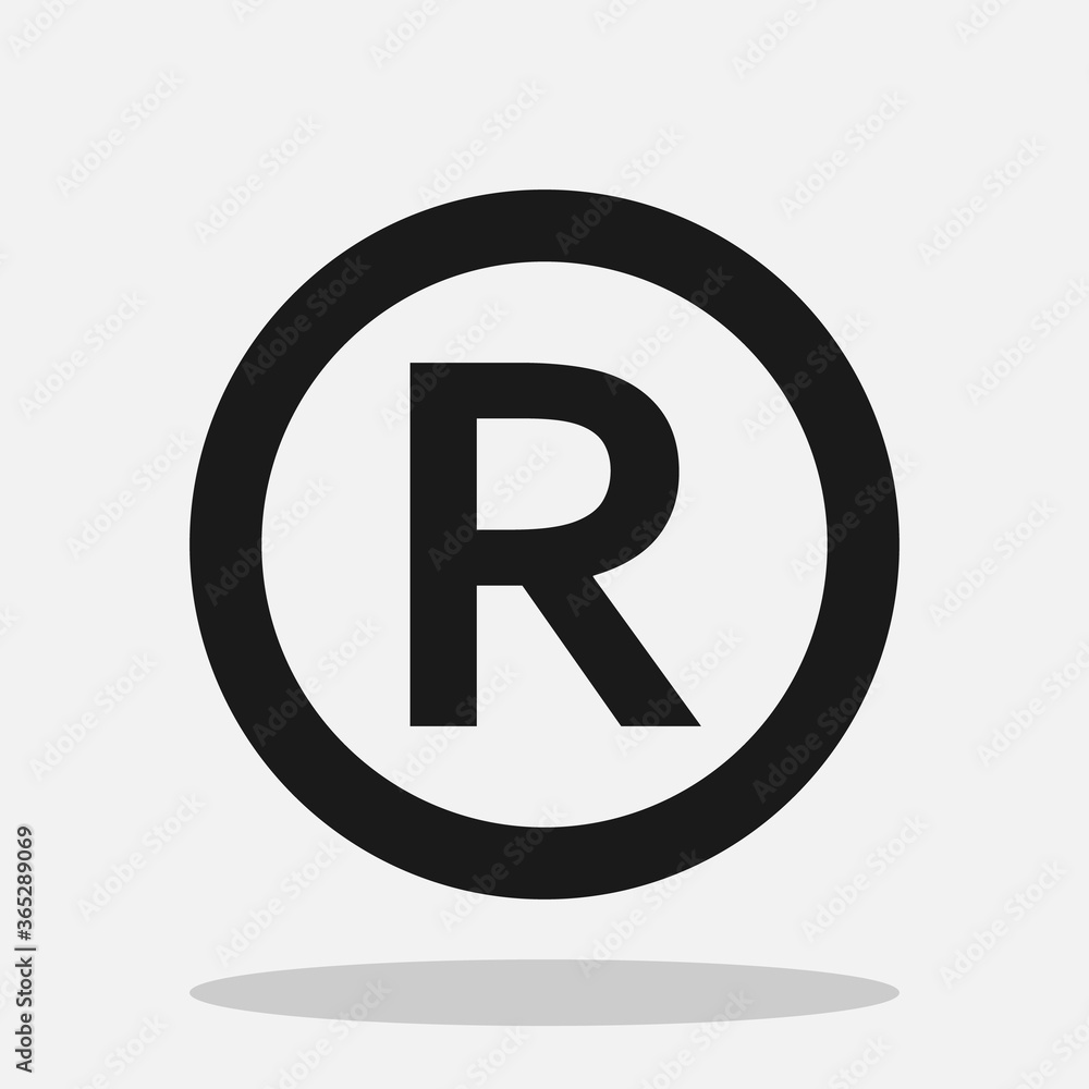 Registered trademark symbol black and white vector icon. Registered trademark symbol black and white vector icon.