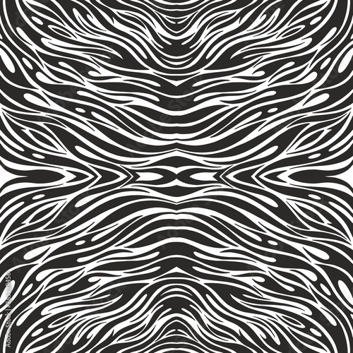Black and white zebra skin. Vector seamless pattern