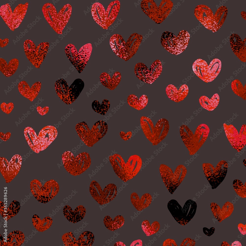 Vector decorative background. foil surface. Red hearts with metal surface