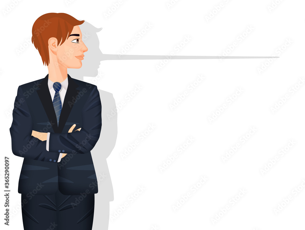 illustration of lying man on white background