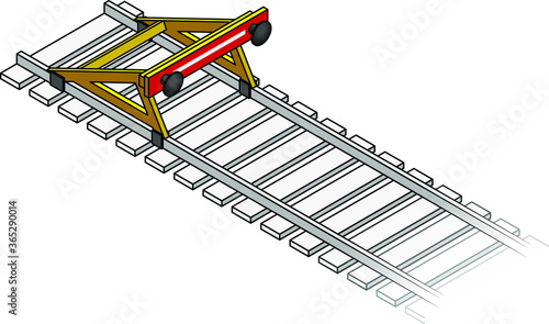 End of the rail line with a barrier and buffer. Concept: dead end, end of the line, terminus.