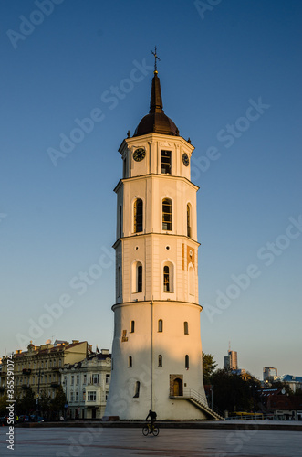 Bell Tower at sunrise, Cathedral Basilica, Vilnius, Lithuania