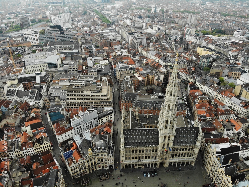 Amazing view from above. The capital of Belgium. Great Brussels. Very historical and touristic place. Must see. View from Drone. Main Square