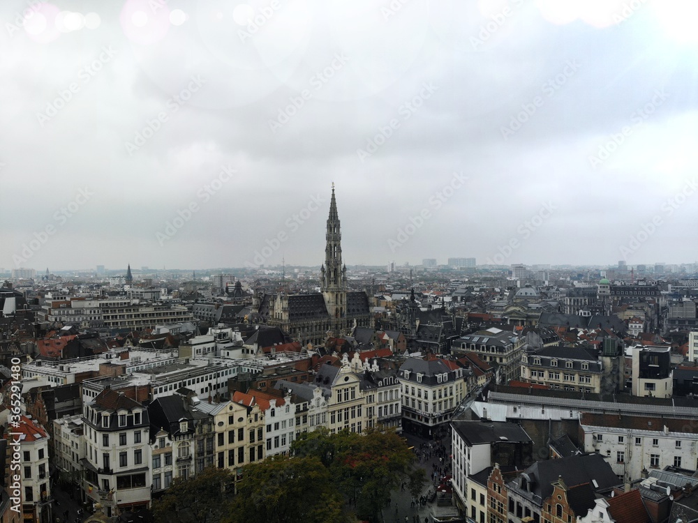 Amazing view from above. The capital of Belgium. Great Brussels. Very historical and touristic place. Must see. View from Drone. Cathedrsl of St-Michael