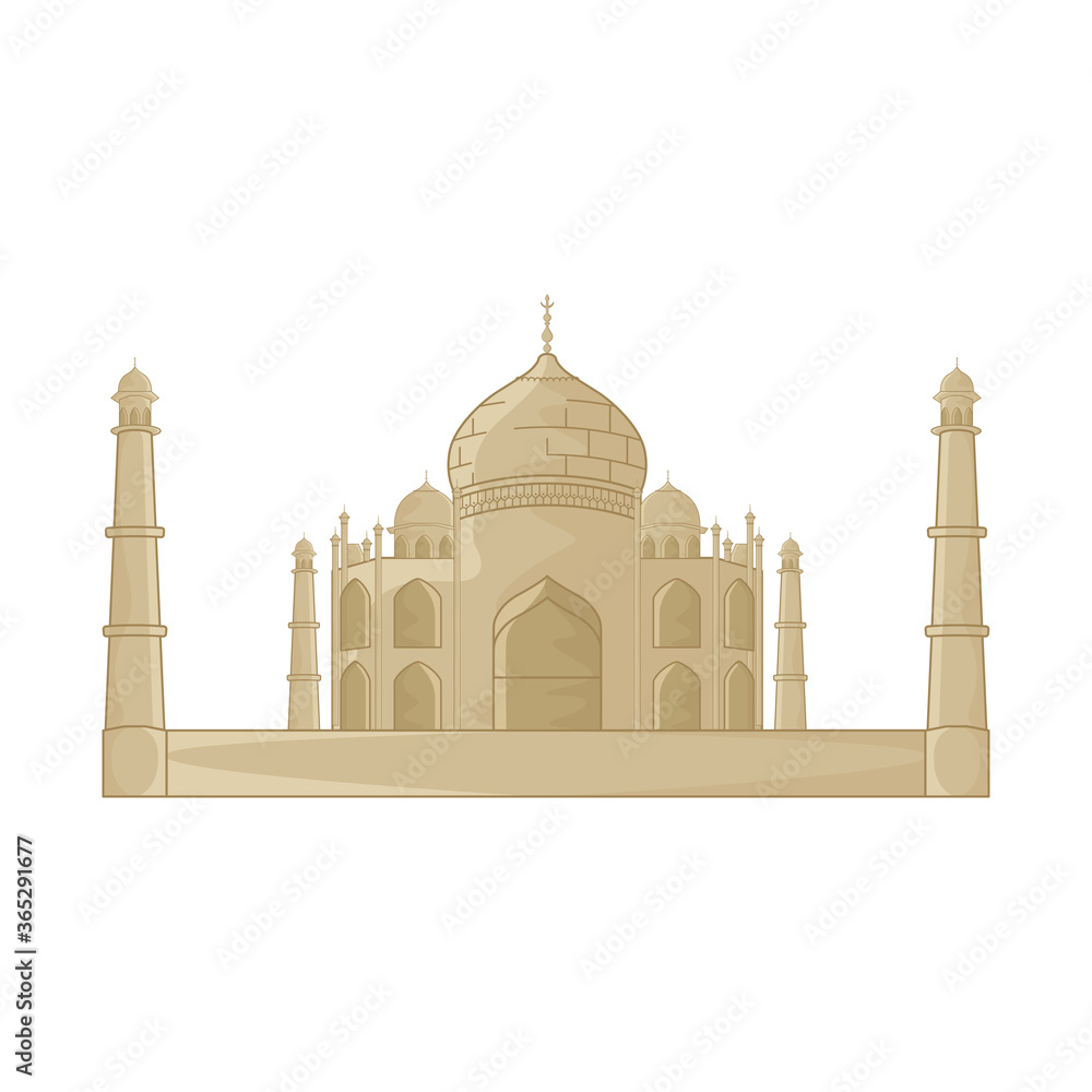 Taj mahal image. Indian famous building - Vector