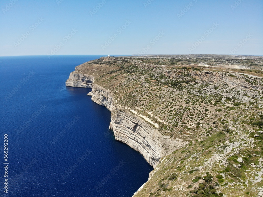 Malta from above. New point of vief for your eyes. Beautiful and Unique place named Malta. For rest, exploring and adventure. Must see for everyone. Europe, island in Mediterian Sea. Cliffs