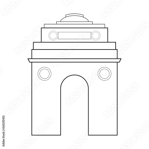 India gate outline. Indian architecture - Vector illustration