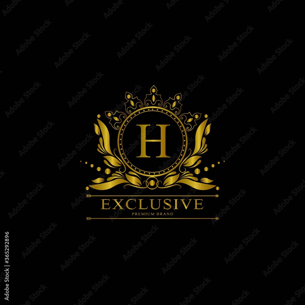 H Luxury Logo. Template flourishes calligraphic elegant ornament lines. Business sign, identity for Restaurant, Royalty, Boutique, Cafe, Hotel, Heraldic, Jewelry, Fashion and other vector illustration H Luxury Logo. Template flourishes calligraphic elegant ornament lines. Business sign, identity for Restaurant, Royalty, Boutique, Cafe, Hotel, Heraldic, Jewelry, Fashion and other vector illustration