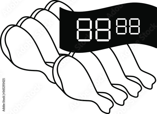 Sale / special offer / discount sign with black-out price digits: chicken legs / drumsticks.
