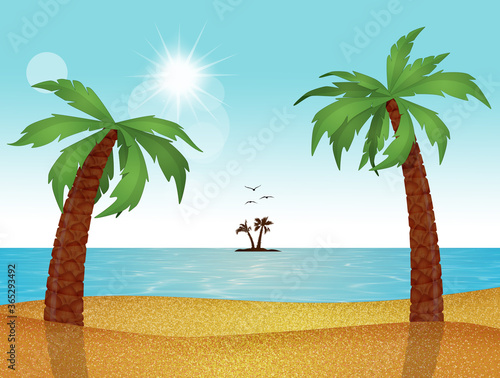 illustration of palms in the island