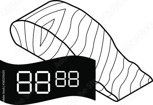 Sale / special offer / discount sign with black-out price digits: fish steak.