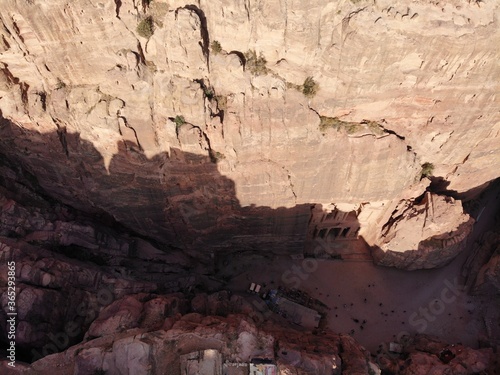 View from above. One of the most important ancient city in the world. Unesco world heritage, the real pearl of all middle east - nabatian city Petra. Great historical place in Jordan photo