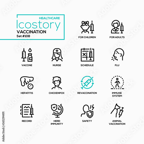 Vaccination - vector line design style icons set