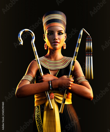 Obraz na plátně Egyptian Pharaoh Queen Cleopatra holding signs of power