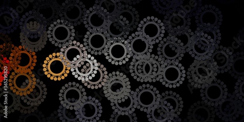 Dark yellow vector backdrop with virus symbols.