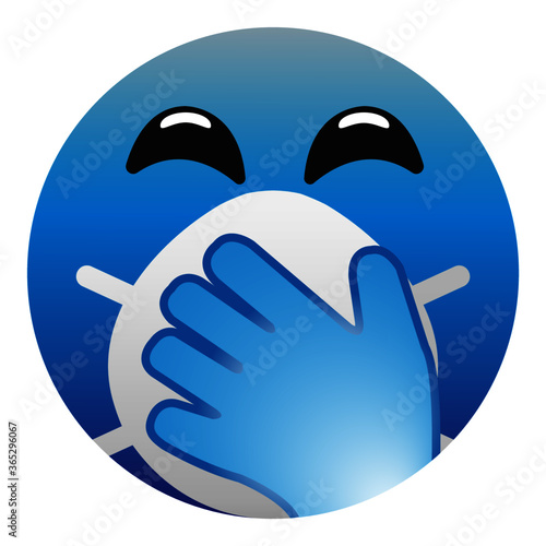 Emoticon 8 usando una mascarilla de protección contra el coronavirus (covid-19).