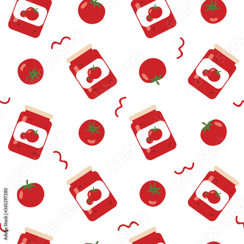 Tomato jam seamless pattern. Vector pattern with tomato jam illustration