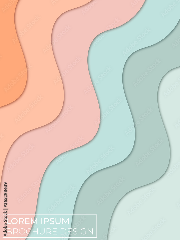 Abstract blue pink peach beach background with paper waves for banner, invitation, brochure, flyer, poster or web design. Paper cut style, 3d effect imitation, placeholder text, vector illustration Abstract blue pink peach beach background with paper waves for banner, invitation, brochure, flyer, poster or web design. Paper cut style, 3d effect imitation, placeholder text, vector illustration