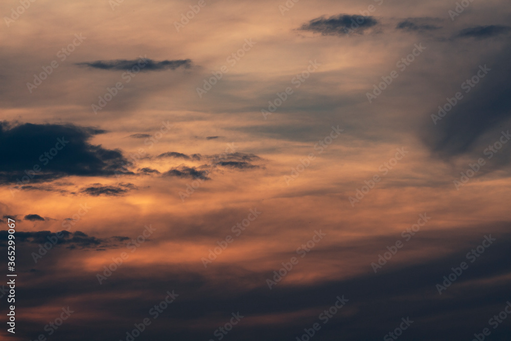 Orange sky and clouds at sunset
