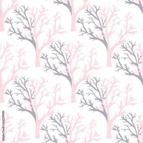 Seamless pattern with herbal elements. Decorative texture of trees for wallpaper, textile, stationery, scrapbook, web, wrapping paper.