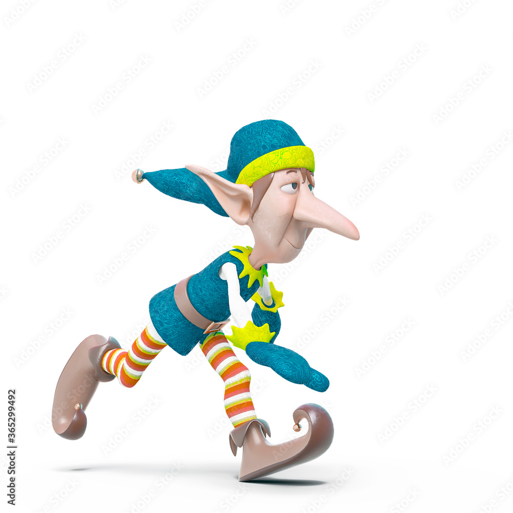 elf santa helper is doing a slowly walk