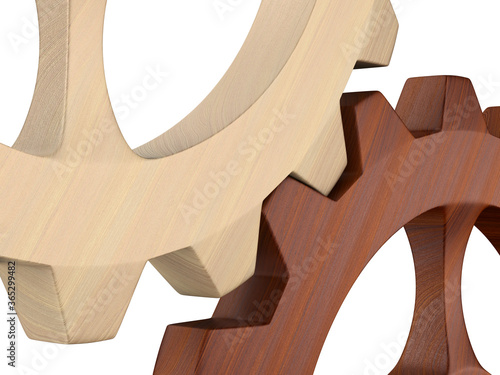 wooden gear on white backgr...