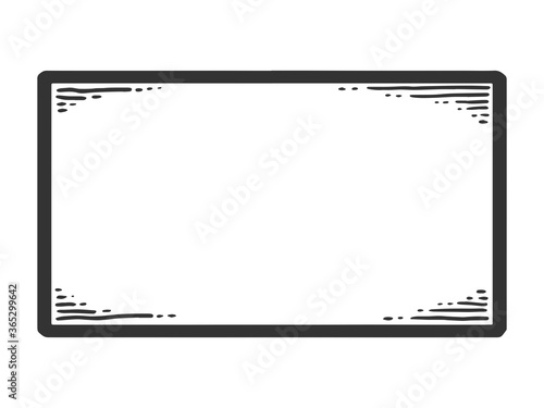Nameplate. Sketch scratch board imitation. Black and white.