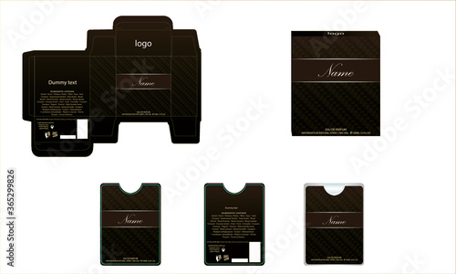 Packaging design, perfume luxury box design template and mockup box. Illustration vector.