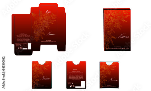 Packaging design, perfume luxury box design template and mockup box. Illustration vector.