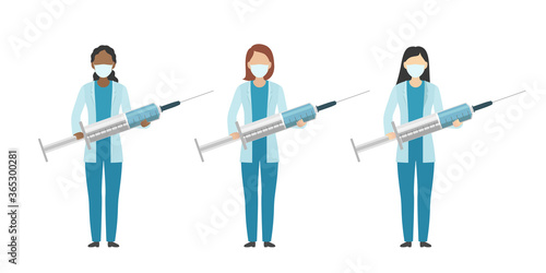 Multiethnic group of doctors. Vector illustration.