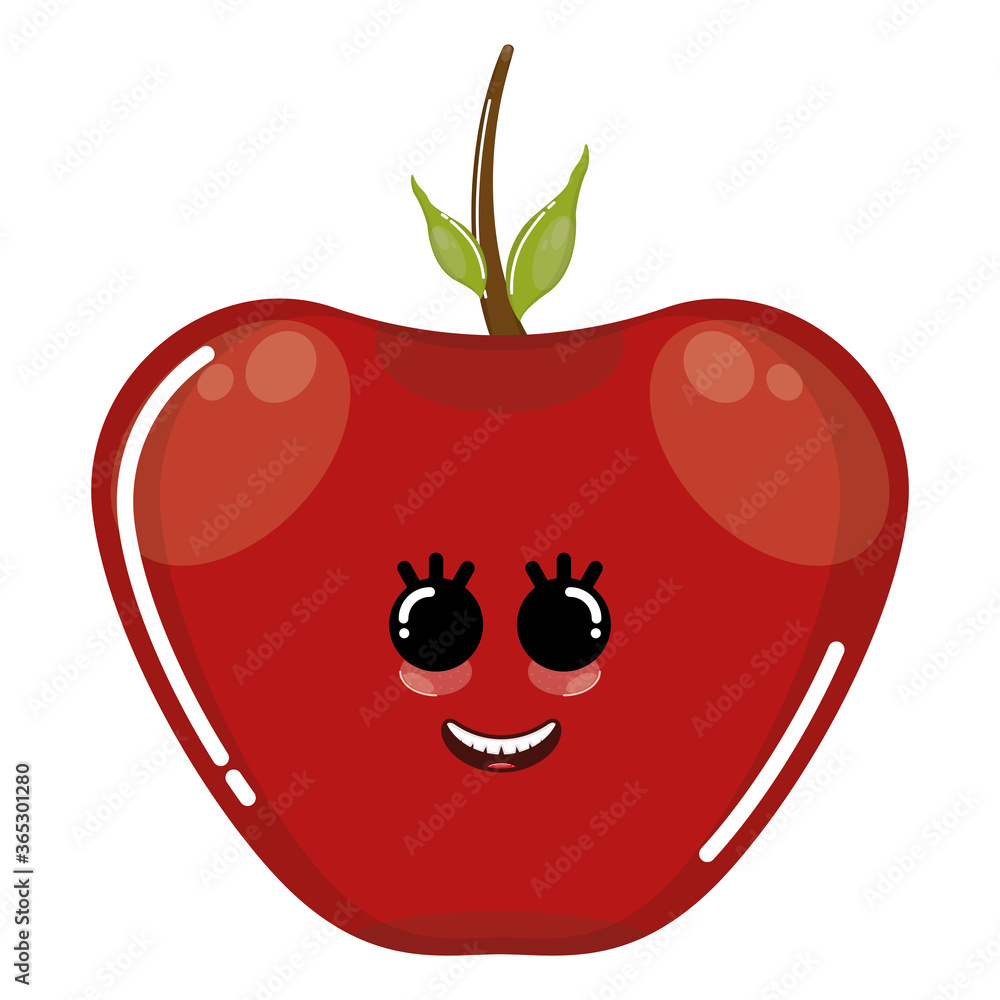Cartoon icon of a happy apple. Fruit icon - Vector Cartoon icon of a happy apple. Fruit icon - Vector