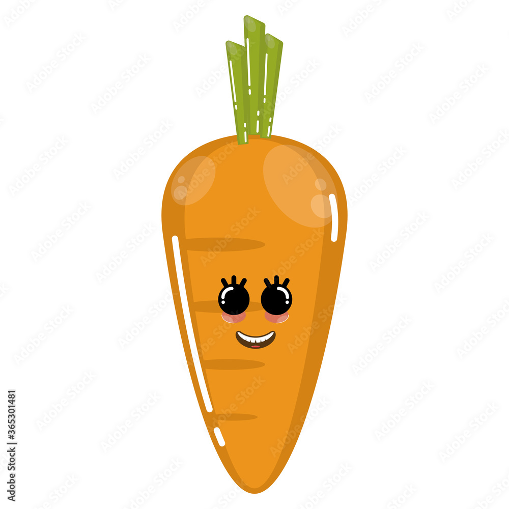Cartoon icon of a happy carrot. Vegetable icon - Vector Cartoon icon of a happy carrot. Vegetable icon - Vector
