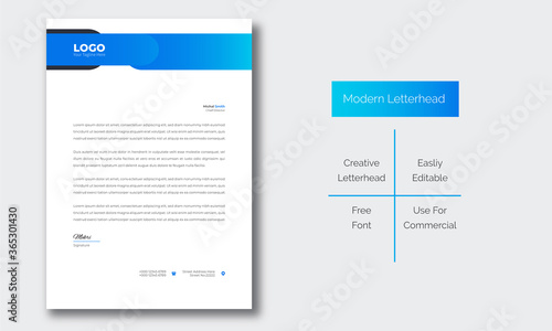 Modern Creative & Clean business style letterhead of your corporate project design. set to print with vector & illustration	